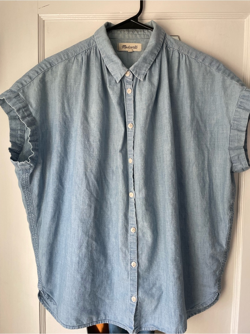 Madewell Pale Blue Short-Sleeve Button-Down Denim Shirt